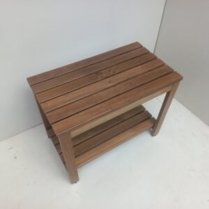 ספסל למקלחת עם מדף מעץ טיק