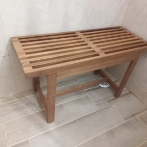 ספסל למקלחון מעץ טיק